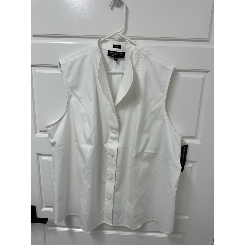 Jones New York Collection White Sleeveless Blouse Shirt 22W Plus NWT